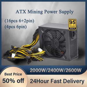 2000W 2400W 2600W ATX ETH 比特币挖矿电源 160V-240V 95% E 支持8卡平台 16个8P端口 4U单