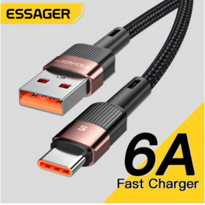 Essager 6A USB Type C 数据线适用于华为 P30 Pro 66W 快速充电线 USB-C 充电器数据线适用于三星 Realme Oneplus Poco F3