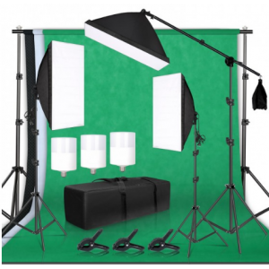 摄影背景框架支持柔光箱照明套件影楼设备配件带 3 件背景和三脚架