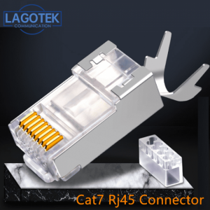 50PCS/lot RJ45 连接器 网络电缆连接器 Cat6a Cat7 RJ45 插头屏蔽 FTP 8P8C 网络压接连接器 1.3mm